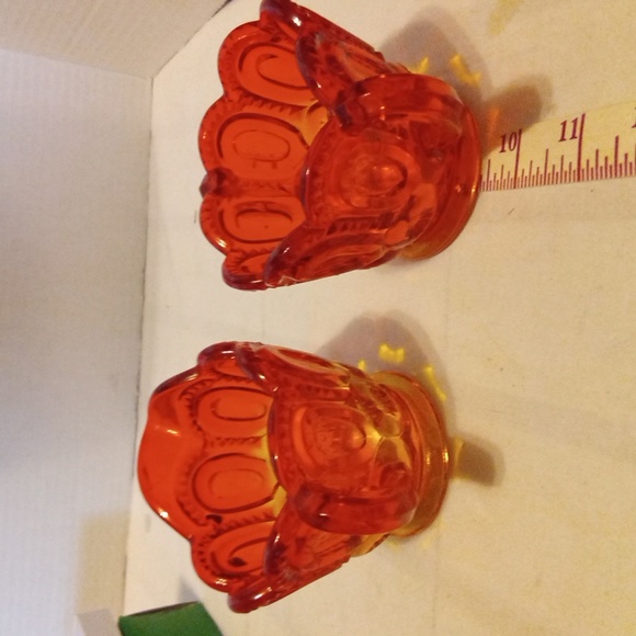 Vintage Le Smith  Flame Red Ambrina Moon & Stars Creamer & Sugar bowl - Picture 2 of 2